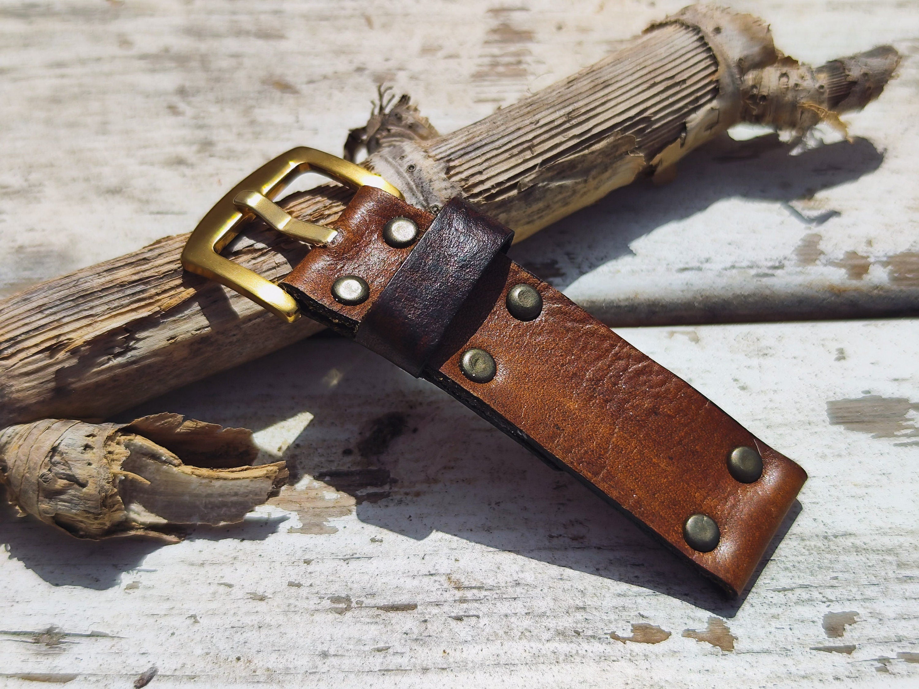 Handmade Vintage  Brown Leather Watch Band – Fits Standard & Apple Watches (22mm)