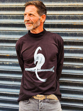 Black Long Sleeve Tee - Original Print by ISHAOR 100% Cotton ,Half-Turtle Neck Tee. stylish shirt to wear with jeans with ishaor bird print