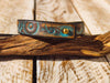 Handcrafted Steampunk Leather Bracelet - 1.5 cm Brown & Turquoise Motorcycle Gear Design by ISHAOR