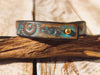 Handcrafted Steampunk Leather Bracelet - 1.5 cm Brown & Turquoise Motorcycle Gear Design by ISHAOR