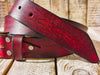 Handcrafted Red Leather Belt with Black Wash - Unique Artisanal Design by ISHAOR