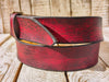 Vintage Leather Belt - Red with Black Wash