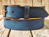 Handmade Blue & Black Leather Belt by Ishaor - 4.2cm Wide, Perfect with Jeans, High Quality Traditional Craftsmanship