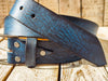 Handmade Blue & Black Leather Belt by Ishaor - 4.2cm Wide, Perfect with Jeans, High Quality Traditional Craftsmanship