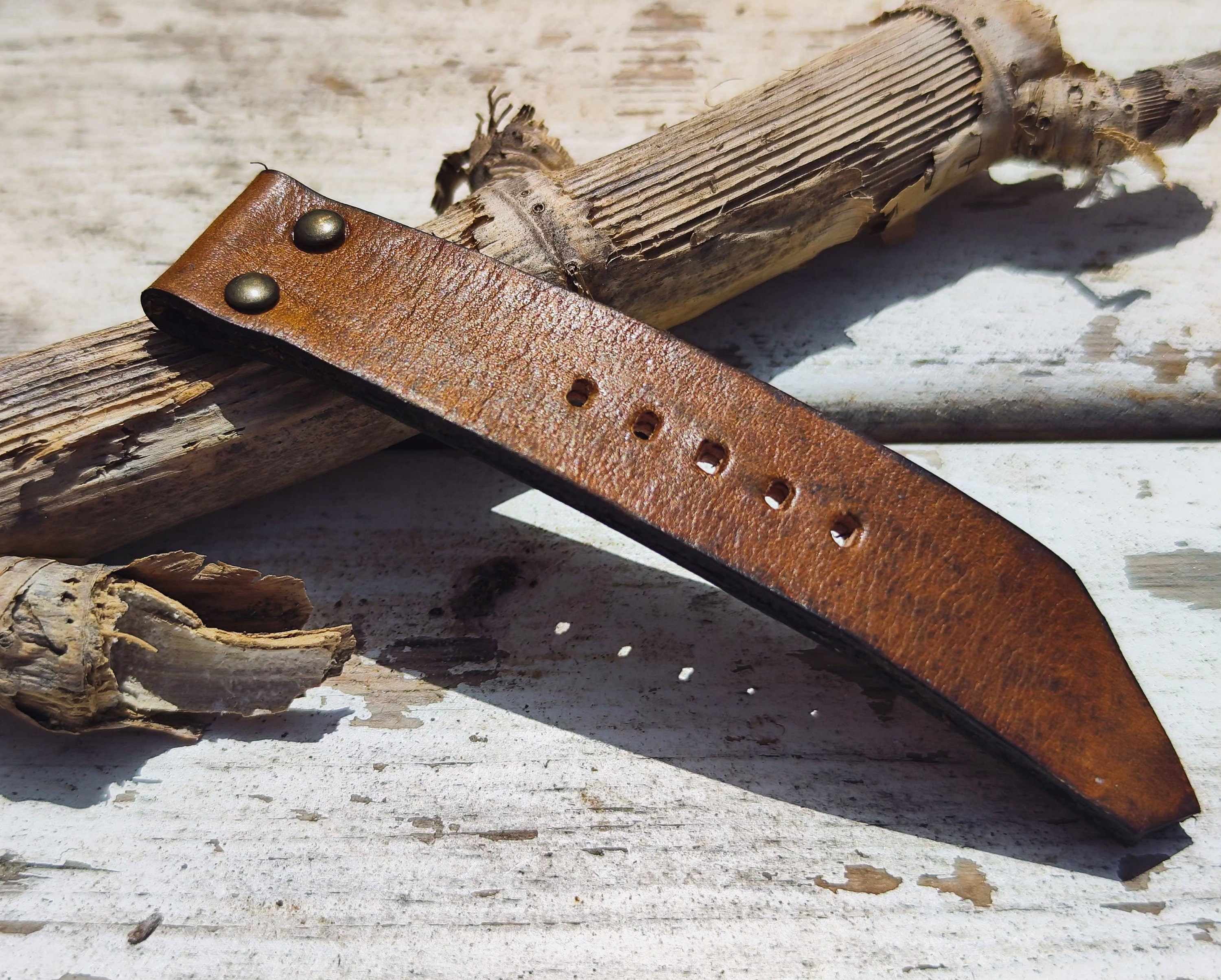 Handmade Vintage  Brown Leather Watch Band – Fits Standard & Apple Watches (22mm)