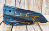 Handmade 3D Leather Belt - Turquoise with Brown Wash Gold Accents - Unique Artistic Fashion Accessory