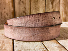 Handmade Pink Leather Belt with Brown Wash - Unique Textured Design, Perfect for Jeans