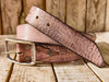 Handmade Pink Leather Belt with Brown Wash - Unique Textured Design, Perfect for Jeans