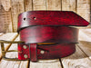 Vintage Leather Belt - Red with Black Wash