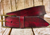 Vintage Leather Belt - Red with Black Wash