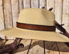 Handmade Beige Straw Hat with Vintage Leather Band - Personalizable Option Available