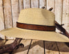 Unique Handmade Straw Hat with Vintage Brown Leather Band – Beige Summer Hat, with option to personalized with name