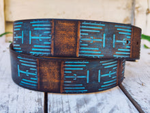 Handmade Brown & Turquoise Leather Belt - Computer-Inspired Design by Ishaor