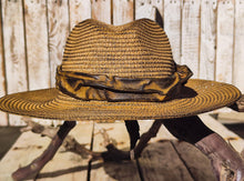 Handmade Straw Hat with Brown Leather Band and Removable Peacock Feather - Unique and Artistic Design