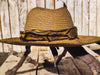 Handmade Straw Hat with Brown Leather Band and Removable Peacock Feather - Unique and Artistic Design