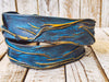 Handmade 3D Leather Belt - Turquoise with Brown Wash Gold Accents - Unique Artistic Fashion Accessory