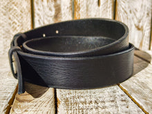 Handmade Black Leather Belt - 3.2cm Wide - No Buckle, Closed with 3 Pins and Two Loops - Elegant and Versatile for Casual and Formal Wear