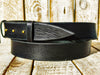 Handmade Black Leather Belt - 3.2cm Wide - No Buckle, Closed with 3 Pins and Two Loops - Elegant and Versatile for Casual and Formal Wear