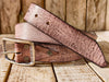 Handmade Pink Leather Belt with Brown Wash - Unique Textured Design, Perfect for Jeans