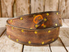 Handmade Brown Leather Belt with Blackened Gold Rivets - Perfect for Guitar Lovers with Guitar Pick Holder