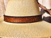 Handmade Beige Straw Hat with Vintage Leather Band - Personalizable Option Available