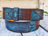 Handmade Brown & Turquoise Leather Belt - Computer-Inspired Design by Ishaor