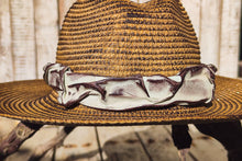 Handmade Straw Hat with Intricately Carved Leather Band – Unique 3D Textured Design and Custom Paint