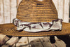 Handcrafted Straw Hat with Intricate Carved Leather Band - Unique 3D Textured Design and Custom Paint