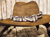 Handmade Straw Hat with Intricately Carved Leather Band – Unique 3D Textured Design and Custom Paint