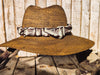 Handcrafted Straw Hat with Intricate Carved Leather Band - Unique 3D Textured Design and Custom Paint