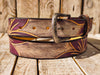 Handcrafted White Leather Belt with Engraved Purple Flower Design and Blackwash Finish