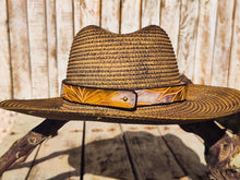 Handcrafted Straw Hat with Yellow Flower & Vintage Brown Leather Band | Unique Boho-Chic Design