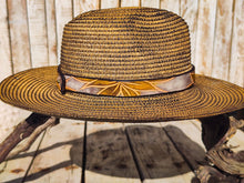 Handcrafted Straw Hat with Yellow Flower & Vintage Brown Leather Band | Unique Boho-Chic Design