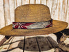 Handcrafted Straw Hat with Red Flower & Vintage Brown Leather Band | Unique Boho-Chic Design