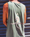 Mens Olive Green Cotton Shirt with ISHAOR Bird Print - 100 Cotton Washed Look