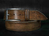 Vintage Western Style Mens Leather Belt - Brown Buckle Artisan Design