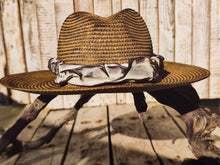 Handmade Straw Hat with Intricately Carved Leather Band – Unique 3D Textured Design and Custom Paint