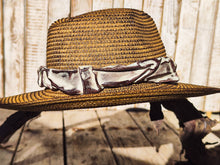 Handmade Straw Hat with Intricately Carved Leather Band - 3D Textured - Custom Paint - Beige  Brown - Unique  Stylish - Limited Edition