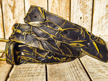 Handmade 3D Leather Belt - Black & Gold Accents - Unique Artistic Fashion Accessory