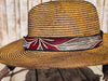 Handcrafted Straw Hat with Red Flower & Vintage Brown Leather Band | Unique Boho-Chic Design