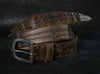 Brown Leather Mens Belt - Unique Gift with Ornate Design