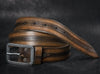 Handmade Leather Belt in Brown Shades - 3 Stripes Color Design - 3.7 cm Wide - Unique and Durable