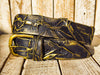 Unique Handmade 3D Leather Belt with Black Gold Accents - Artistic Fashion Accessory