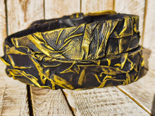 Handmade 3D Leather Belt - Black & Gold Accents - Unique Artistic Fashion Accessory