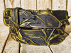 Unique Handmade 3D Leather Belt with Black Gold Accents - Artistic Fashion Accessory