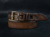 Unisex Fashion Leather Buckle Belt - Brown Mens Style with Ornate Design and Art Leather