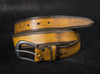 Leather Belt, Mens Leather Belt, Women Leather Belt, Mens Belts, Leather Accessories, Leather Buckle Belt, Yellow Belt, Ishaor, Unisex Belt