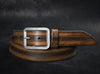 Handmade Brown Leather Belt - 3 Stripes Design - 37cm Width - Durable Unique