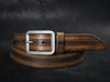 Handmade Leather Belt in Brown Shades - 3 Stripes Color Design - 3.7 cm Wide - Unique and Durable