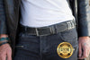 Grunge Style Black Leather Custom Belt with Buckle - Mens Leather Accessories